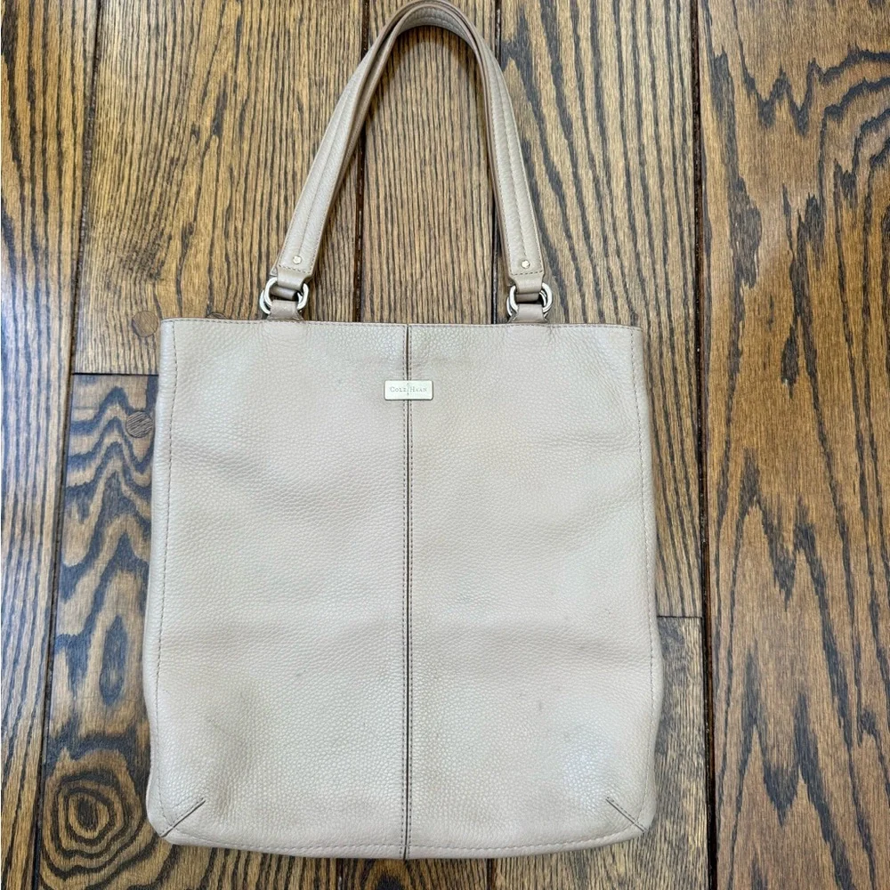 Cole Haan Elegant Beige Leather Tote Bag